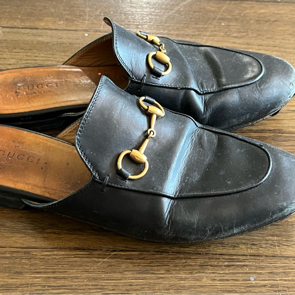 Authentic Gucci Princeton Mules Slides - Black and Gold - Picture 7 of 8